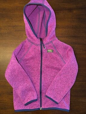 LL Bean Girls Full Zip Hooded Sweater Jacket Plum Size 4T EUC Warm Cozy